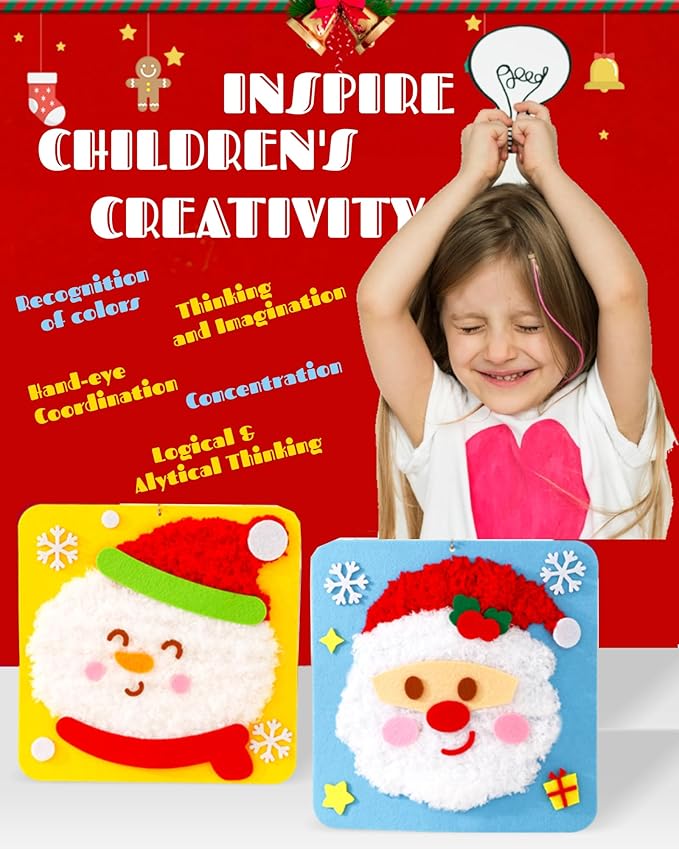 PupuMiao Sewing Kit for Kids DIY Embroidery Sewing Kit Cute Animal Sewing Projects Easy Crafts with English Instructions, Perfect for Beginners, Girls Boys Ages 4-12 (Christmas Theme)