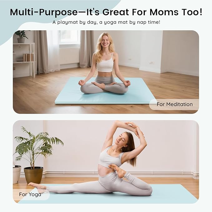 INNO STAGE Baby Play Mat 50x50 Inches, 1-Inch Thick Foam Play Mat for Babies & Kids – Extra Soft & Durable Padded Baby Mat for Floor, Non-Slip Crawling Mat for Playpen, Tummy Time, Yoga & Playroom