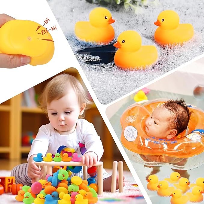 Yellow Rubber Ducks Bath Toys 20Pack, Bathtub Floating Squeaky Duck Bulk Baby Preschool Bath Toy for Baby Shower Infants Kids Toddler Birthday Party Decoration Gift (Large)