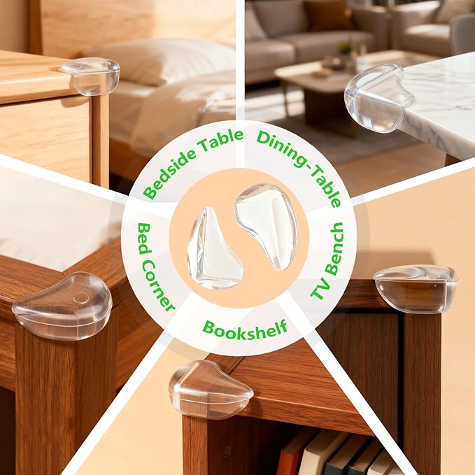 16 Pack Transparent Corner Protectors - Baby Safety Edge Guards for Furniture, Clear Sharp Corner Covers for Dining Table Baby Proofing (Drop-Shaped)