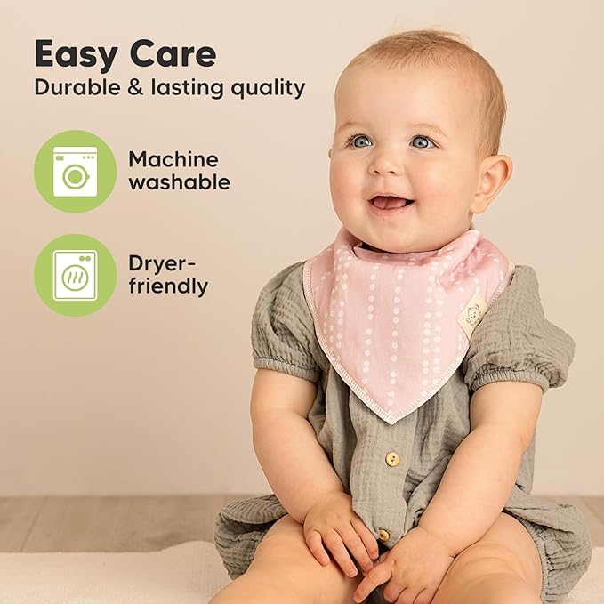 8-Pack Organic Baby Bandana Bibs for Girls - Super Absorbent Triangle Baby Bibs for Drooling and Teething Infant, 100% Cotton Extra Soft for Newborn, Infant 0-36 Months (Sweet Charm)