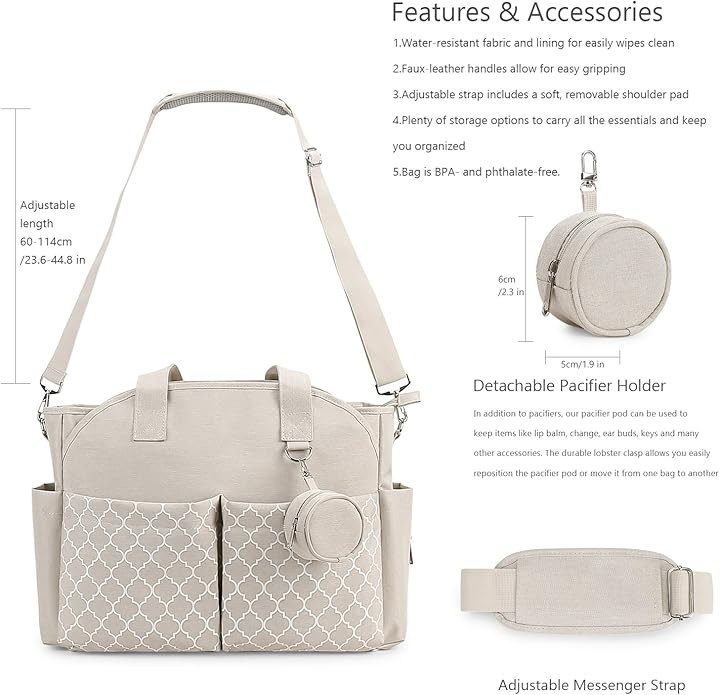 Lmbabter Diaper Bag Tote with Changing Station Upgrade Multi-Function Baby Bag with Adjustable Shoulder Strap