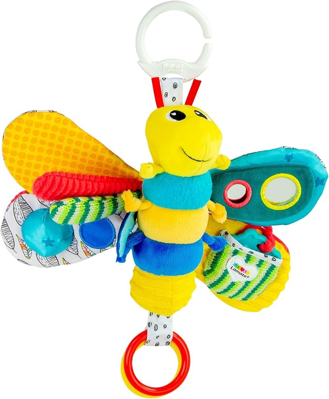 Baby/Infant/Newborn/Children Toy|Frieddy The Firefly With Clicking Rings – Ladybag Pull Out Teether – Wings With Crinkles - Knotties – Mirrors – Squeaker| HQ Toy For Girls/Boys|Hang On The Crib/Buggy
