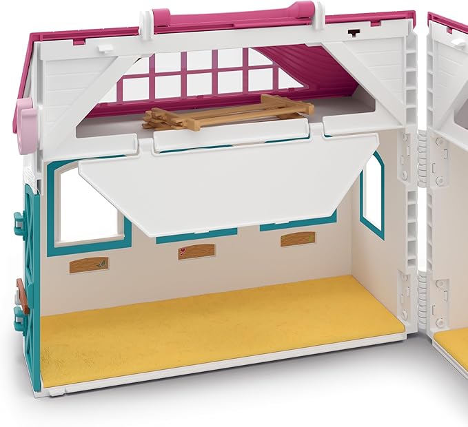 schleich Horse Club - 60PC Little Horseshoe Open Stable Playset - With 2 Horse Figurines, Action Figure, Stable and Accessories - Toy Horses for Girls and Boys - Kids Ages 5+ | 42703