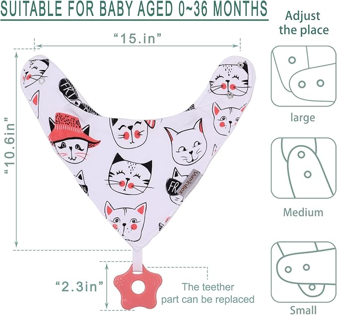 Baby Bandana Drool Bibs 6-Pack and Teething Toys 6-Pack Made with 100% Organic Cotton, Absorbent and Soft Unisex
