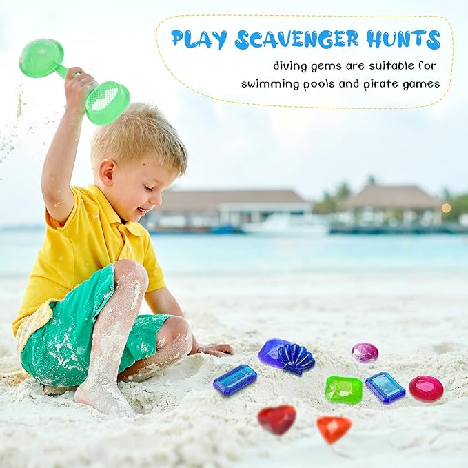 Zhanmai 16 Pcs Diving Gems Bath Toys Pool Sinking Diving Toys Crystals Summer Underwater Diamond for Kids Underwater Gemstone Swimming Training Gift Water Pool Games