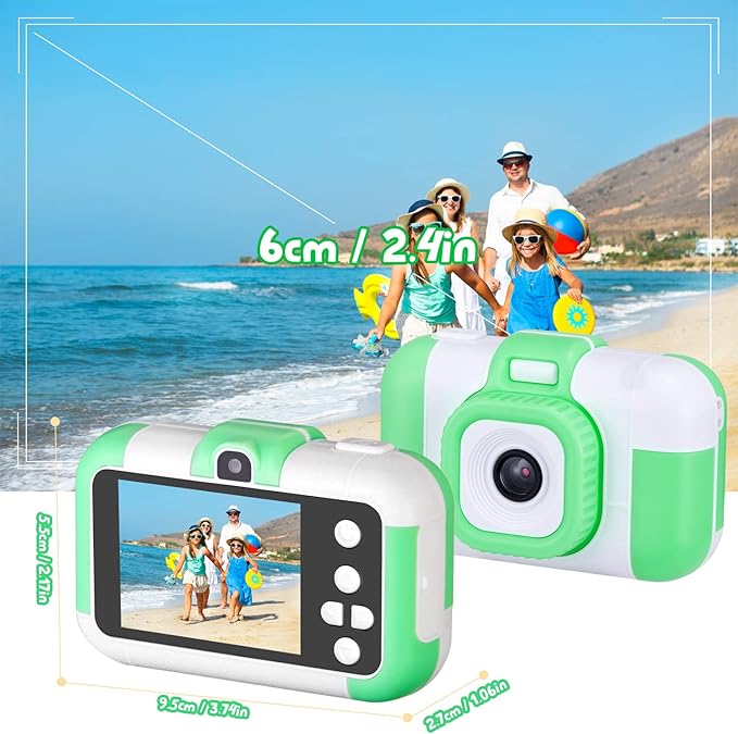 SUZIYO Kids Video Camera, Best Christmas Birthday Gifts Toys for Children, Toddlers Selfie Digital Camcorder 1080P Dual Lens 2.4 Inch HD for Age 3-8 Years Old Boys Girls with 32G SD Card, Green