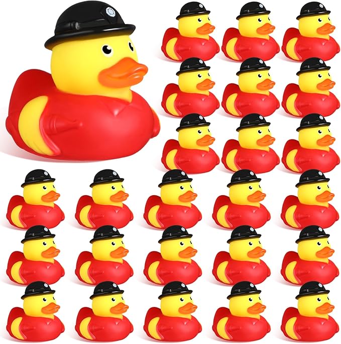 Sotiff 100 Pcs Firefighter Rubber Ducks Bulk 2 Inch Fireman Rubber Ducky for Firefighter Party Favors Birthday Party Gifts Beach Summer Bath Tub Pool Float