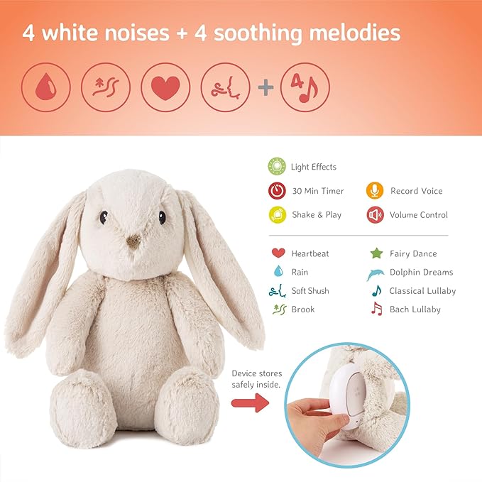 Cloud b Sound Machine with White Noise Soothing Sounds | Record Parent Voice | Adjustable Settings | LoveLight Buddies - Billy Bunny
