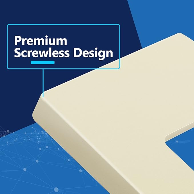 LIDER Matte Finish Decorator Switch Cover, Screwless Wall Plate, Mid-Size 1-Gang 4.88" x 3.11", Unbreakable Polycarbonate Thermoplastic, UL Listed, LSWP-31M-LA10P, Light Almond, 10 pack