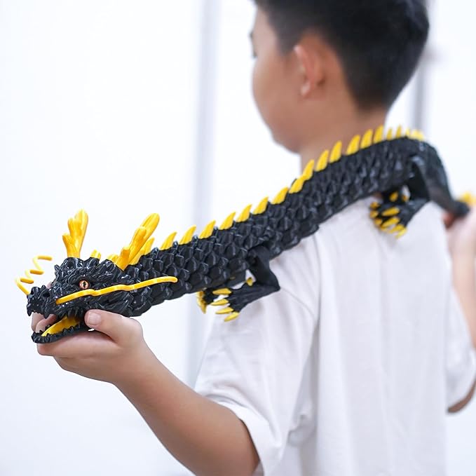 47.5inch Large 3D Printed Dragon,Flexible Joint Animal lacertid Figurines, Home Office Decor,Fidget Toy for Adults Teens Boy Festival Gifts,Easter Basket Stuffers,Executive Desk Toy