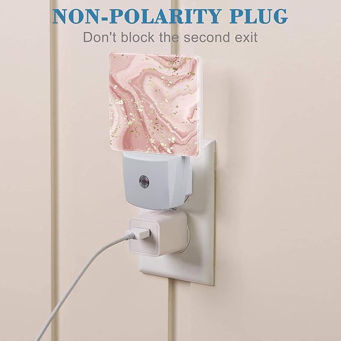 Plug in Night Lights Gold Splatter Texture Liquid Marble Nightlight Plug Into Wall Dusk to Dawn Sensor LED Night Light for Kid Girls Boys Room Decor,Hallway,Kitchen,Bathroom,Nursery,Stairs