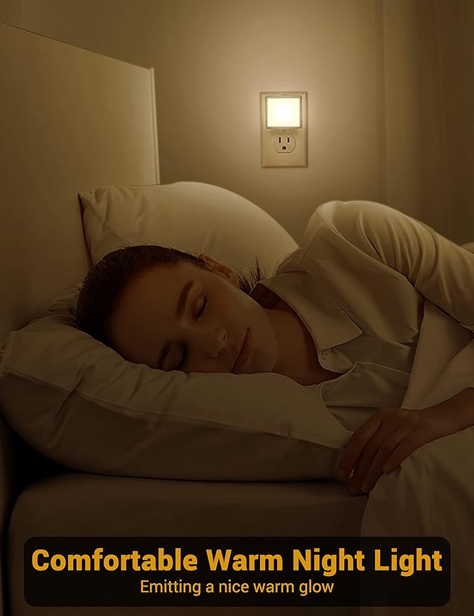 JandCase Night Lights Plug into Wall 2 Pack, Plug in Night Light with Dusk-to-Dawn Light Sensor, 3000K Soft White 0.3W, LED Nightlight for Bathroom, Adult, Hallway