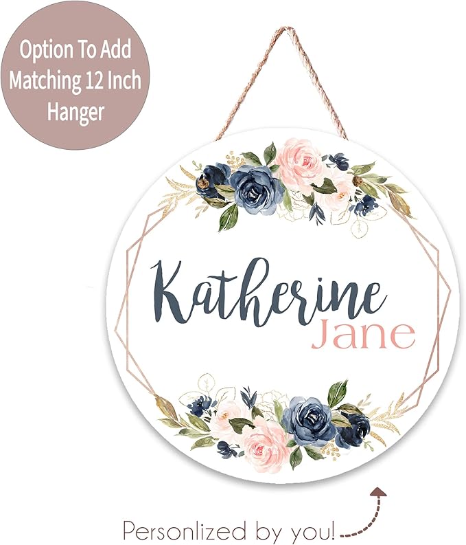 Girls Love A Monogram - Personalzied Custom Navy and Blush Floral Baby Blankets for Girls with Name Shower Gift (Navy & Blush, 30 X 40 Baby)