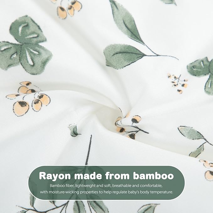 Mosebears Unisex Rayon Made from Bamboo Sleep Sack with 2-Way Zipper,2.5 Tog Baby Winter Sleep Sack(Plant,6-18 Months)