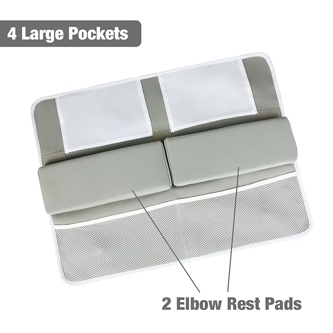 PandaEar Baby Bath Kneeler & Elbow Rest Pad, Comfortable Non-Slip Kneeling Mat Cushion with Toy Organizer Storage Pockets, Foldable Foam Mat for Toddler Bathroom Bathing Time (Grey)