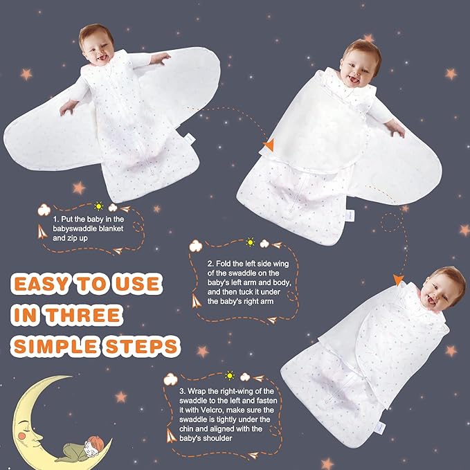 Swaddle-Blanket Baby Girl & Boy Swaddles Newborn Infant Transition 100% Cotton Wrap Blankets, 3-Way Adjustable Wearable Blanket, TOG 1.0 (Love, Small, 0-3 Month)