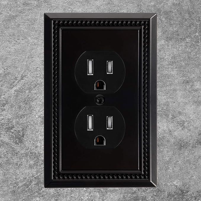 Henne Bery Sunken Pearls Heavy Duty Switch Plate/Wall Plate/Outlet Cover (Single Duplex 2PK, Matte Black
