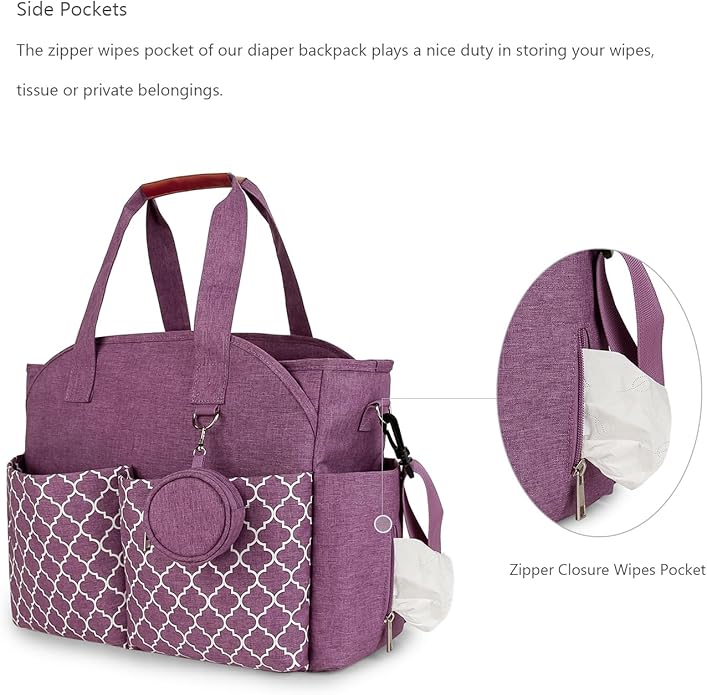 Lmbabter Diaper Bag Tote with Changing Station Upgrade Multi-Function Baby Bag with Adjustable Shoulder Strap