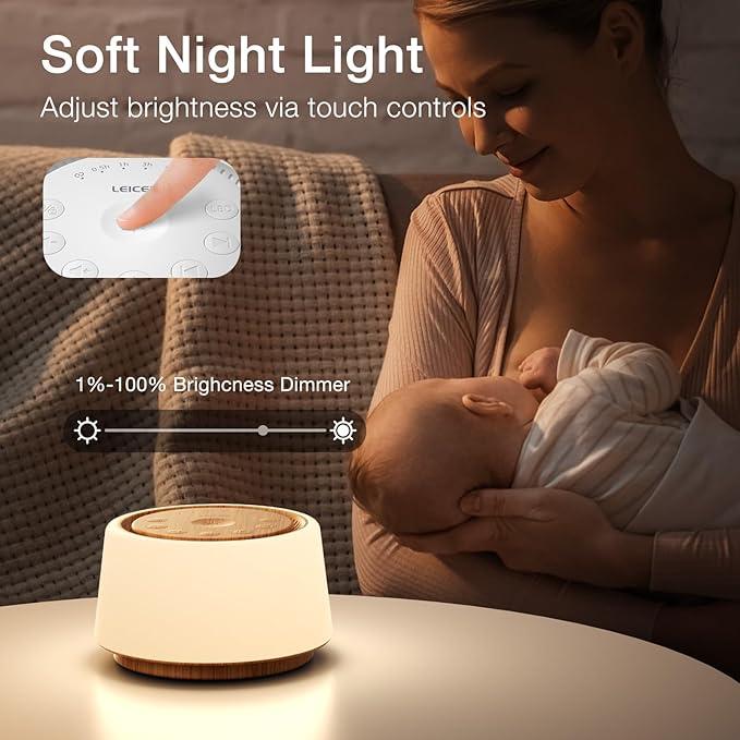 White Noise Sound Machine | White Noise Machine for Sleep | 30 Soothing Sounds | 10 Colors Night Light | Portable Sound Machine for Home Travel(Wood Grain)