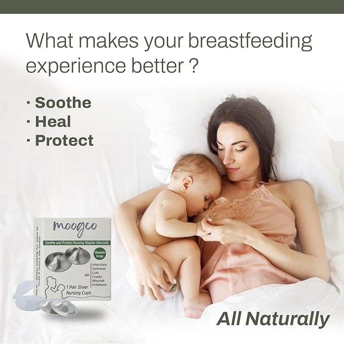 The Original Silver Nursing Cups - Nipple Shields for Breastfeeding Newborn - 999k Nipple Cups - Tri-Laminate Silver - Silver Nipple Covers Breastfeeding - 999k (X-Large)