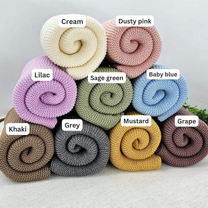 NAZENTI Custom Knit Baby Blanket, Embroidered Name Nursery Blanket, Newborn, Cotton Knit Stroller Blanket, Personalized Baby Knit Blanket Gifts