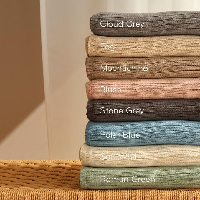 Knitted Organic Cotton Baby Blanket- Swaddle Blanket, 30" x 40" Soft Receiving Blanket for Newborn (Fog/Roman Green)