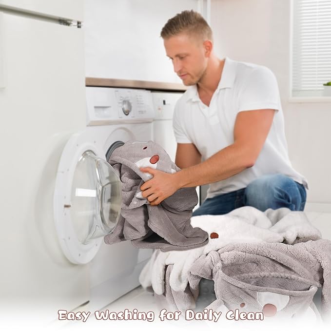 Toddler Towels for Boy & Girls 0-5 Years, 2-Pack Kids Towels with Hood Soft Absorbent, 50"x32" Large Thick Bath Towel for Kids and Plush toallas de baño para Bebe,White Rabbit & Grey Koala