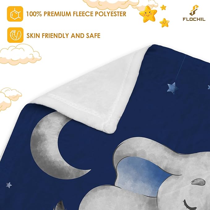 FLOCHIL Personalized Blanket with Name – Custom Fleece Blanket for Boys, Newborn Gift, Elephant Design (30x40) (Elephants 4)