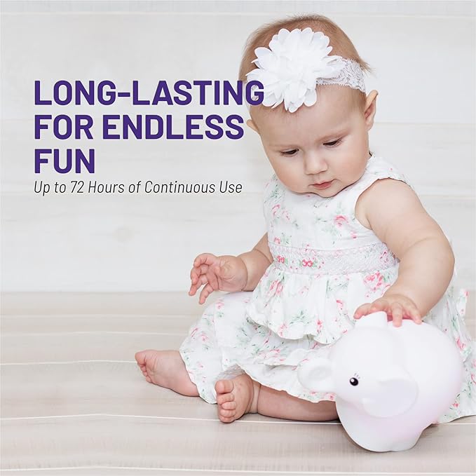 Lumipets Remote Control Silicone Night Light for Kids - Elephant Design with 9 Soft Colors & Sleep Timer - Rechargeable, Battery-Operated Lamp for Bedroom | Baby Nursery, Toddler, Girls, Boys