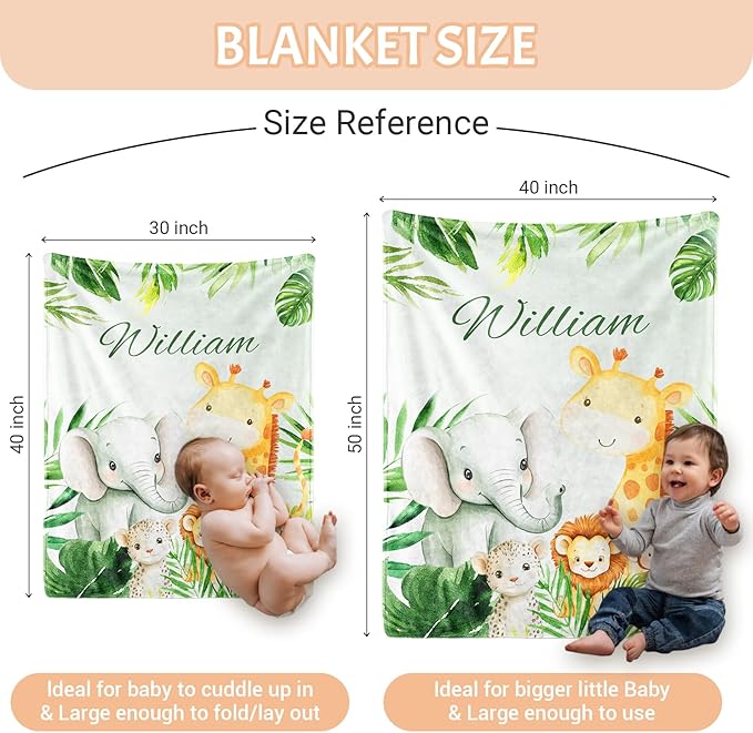 Personalized Baby Blankets for Girls & Boys - Super Soft Easter Blanket with Thick Double-Layer Dotted Backing, Personalized Baby Gifts for Baby Shower from Grandma (Green-A, Customize Now)