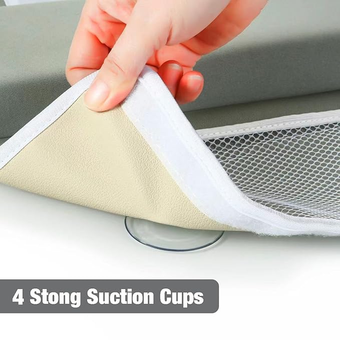 PandaEar Baby Bath Kneeler & Elbow Rest Pad, Comfortable Non-Slip Kneeling Mat Cushion with Toy Organizer Storage Pockets, Foldable Foam Mat for Toddler Bathroom Bathing Time (Grey)