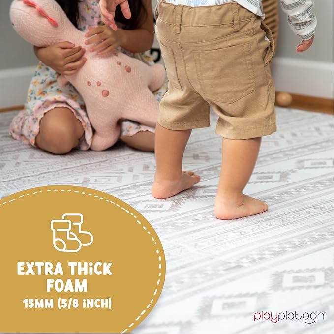 Play Platoon Large Baby Play Mat for Floor 9 Tile 72 x 72 in - Extra-Thick Interlocking Foam Tiles 24 x 24 in - Soft Puzzle Mats for Playroom - Neutral Playmat Rug - Canyon Print