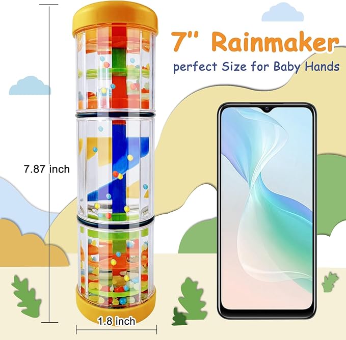LOOIKOOS Rainmaker Rain Stick Musical Instrument for Babies,Baby Rattle Shaker Sensory Developmental Toy,Raindrops Music Instrument Toddler Musical Toys for Kids