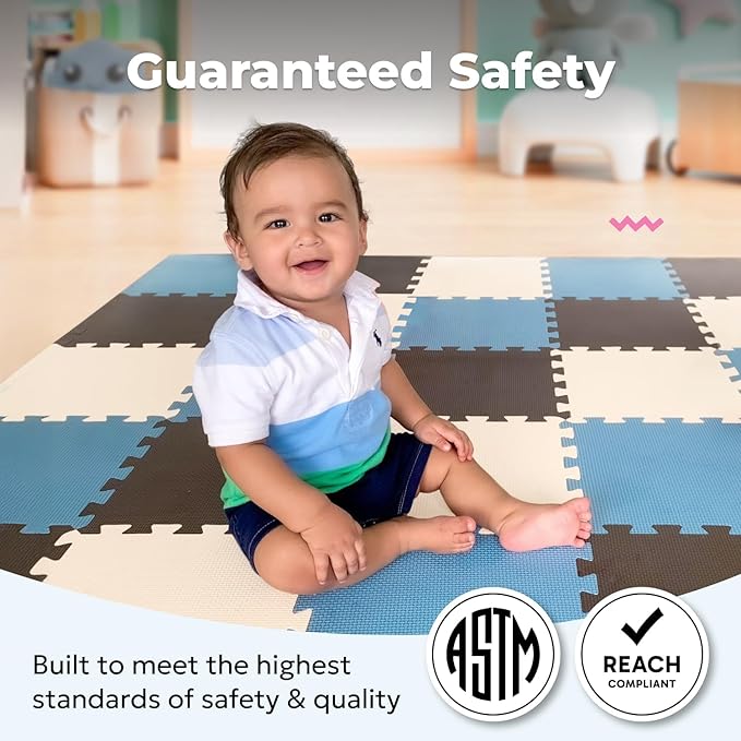 MioTetto Baby Play Mat, Soft Foam Floor Tiles for Kids. Adjustable Interlocking Foam Tiles, Fits with 50x50 Playpen Baby mat for Crawling & Development, Safe & Non-Toxic Playmat for Babies 6-12 Months