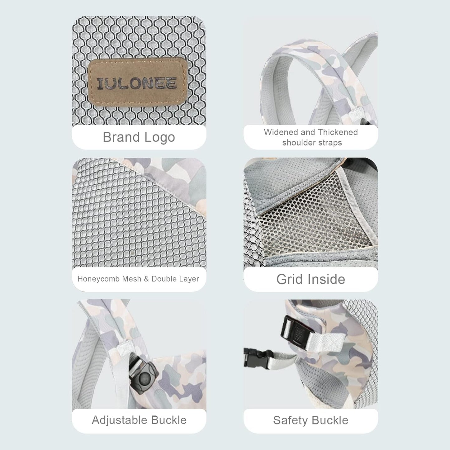 IULONEE Baby Carrier, Embrace Cozy 4-in-1 Infant Carrier Ergonomic Adjustable Holder Portable Convertible Front and Back Backpack Carry for Infants Toddlers Babies Girl and Boy 7-45 Pounds (Gray)