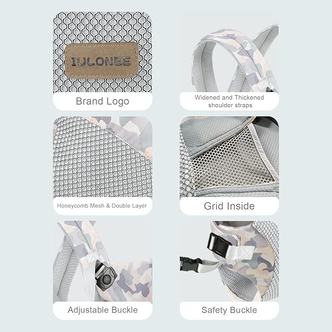 IULONEE Baby Carrier, Embrace Cozy 4-in-1 Infant Carrier Ergonomic Adjustable Holder Portable Convertible Front and Back Backpack Carry for Infants Toddlers Babies Girl and Boy 7-45 Pounds (Gray)