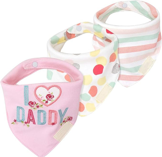 Baby Dribble Bib, Toddler Bandana Bib 3 Packs Super Absorbent Cotton Feeding Bibs