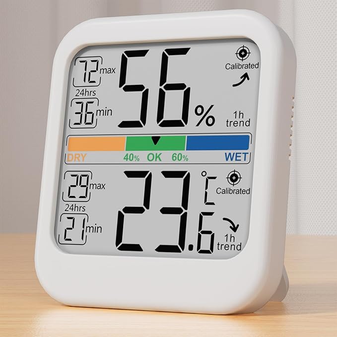 Digital Hygrometer Indoor Thermometer, [Fast Refresh] [Large Color Comfort Indicator] Home Essentials Room Temperature and Humidity Monitor Meter w/High Accurate Sensor, for Bedroom, Baby Room