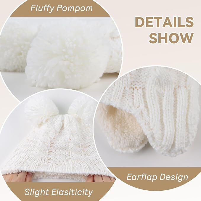 Zsedrut Winter Baby Boy Hats Pompom Baby Beanie for Girls Fleece Newborn Infant Toddler Beanie