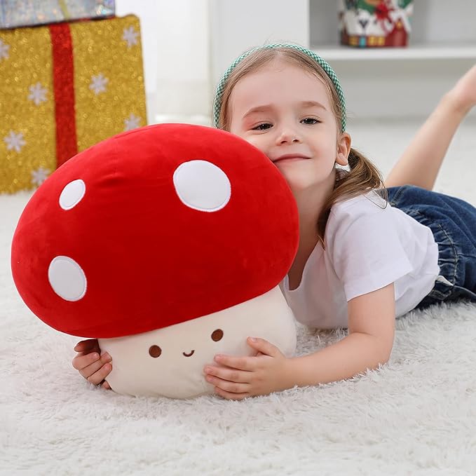Plush Mushroom Pillow, 12 Inch Cute Stuffed Mushroom, Plush Toy Room Decor Gift for Kids and Adults