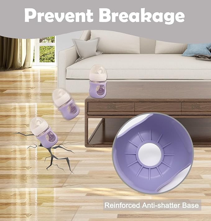 4 Pack Silicone Sleeves for Avent Natural Glass Baby Bottles, Anti Breakage Bottle Holder, Compatible with Philips Avent Glass Natural Baby Bottles (Apricot+Pink+Purple+Orange, 4 OZ)