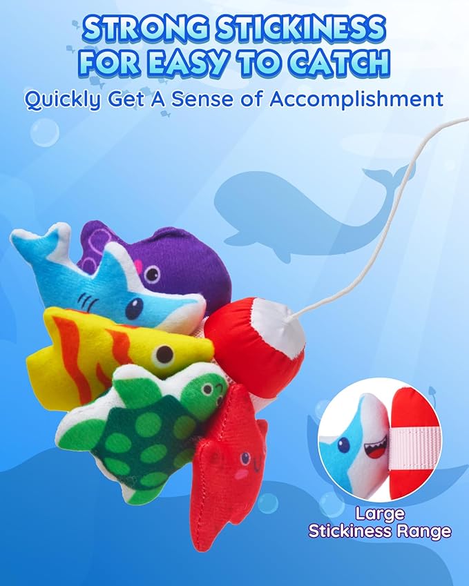 Montessori Toys for 1 Year Old: 10 In 1 Cloth Fishing Game Set with 5 Diverse Fish, 23pcs Stacking Toy Educational Learning Toy for 1 2 3 Years Old Toddler Toys Baby Boys Girls Birthday Gifts