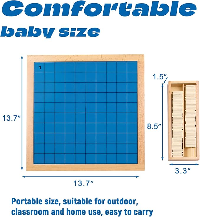 Montessori Toys for 3+ Year Old Hundred Board, Consecutive Counting Numbers 1-100 for Learning & Educational Toy- Math Games Board,Montessori Math Materials for Large Size 13.7" X 13.7 "X 0.4"