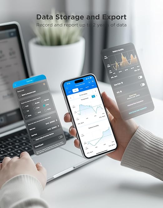 GoveeLife 2.0 WiFi Hygrometer Thermometer 6 Pack, Smart Humidity Temperature Sensor with App Notifications, Temperature Humidity for Bedroom, Wine Cellar, Basements（Only Support 2.4G Wi-Fi）