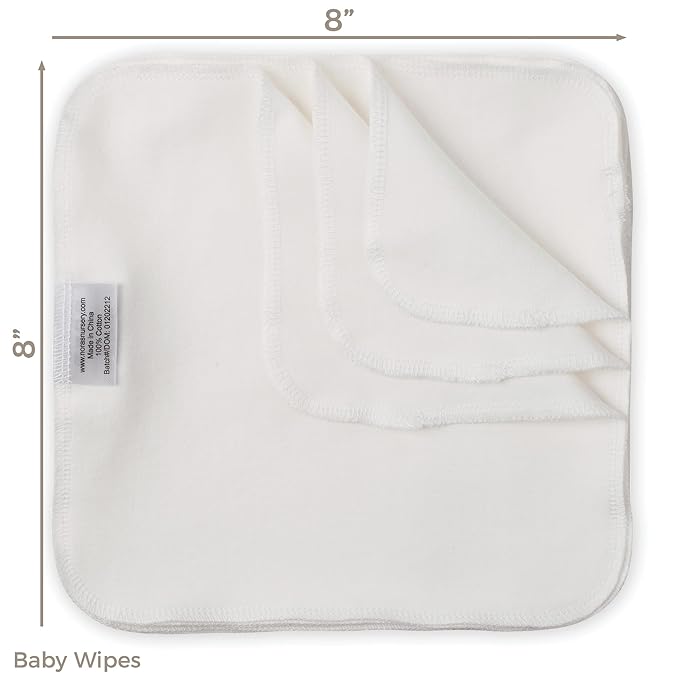 Nora's Nursery Reusable Baby Wipes, 100% Cotton Washcloths, Soft and Absorbent Towels for Newborn Bath and Face, Includes 20 Wipes with 1 Waterproof Pod for On-The-Go Moms, Sea