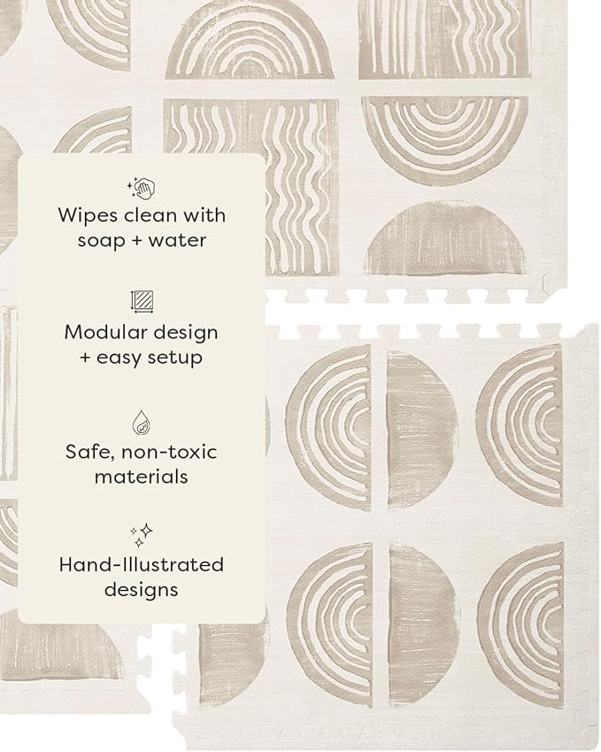 House of Noa Baby Play Mat – 4x8 Pebble Ada – Set of 8 Tiles – Cushioned EVA Foam Play Mat for Floor, Soft Interlocking Baby Crawling Mats for Hard Floors