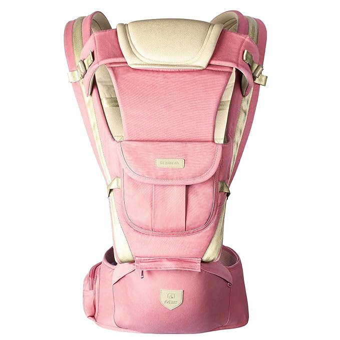 Baby Carrier with Hip Seat,Baby Newborn to Toddler,6-in-1 Adjustable & Removable Baby Hip Carrier for 0-36 Months (2118, Pink)