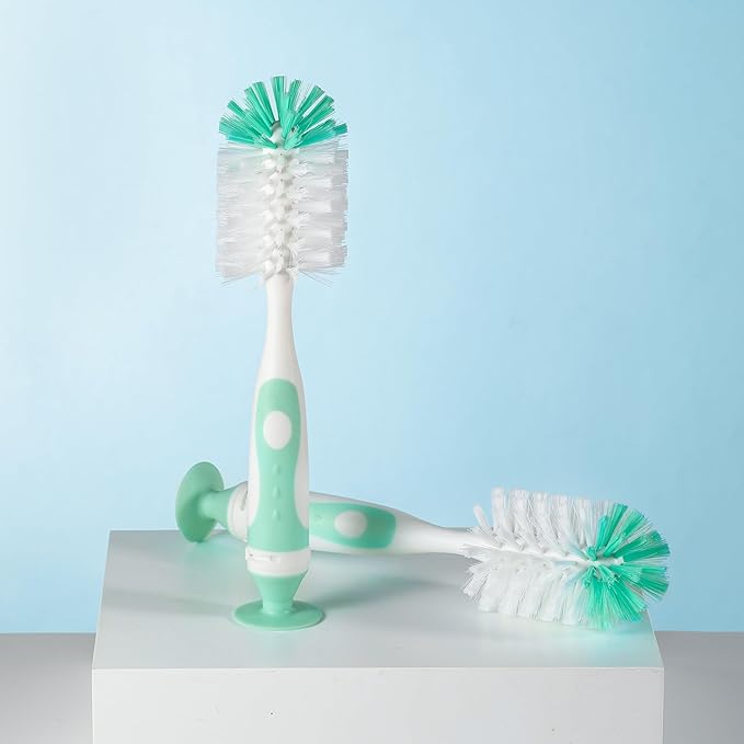 Chemimoso Multifunctional Cleaning Brush, Baby Bottle Brush, Bottle Brush Cleaner, Rotate The Suction Cup to Obtain The Small Bristle Brushes, Set Z, Green, Nylon and Nylon Brush