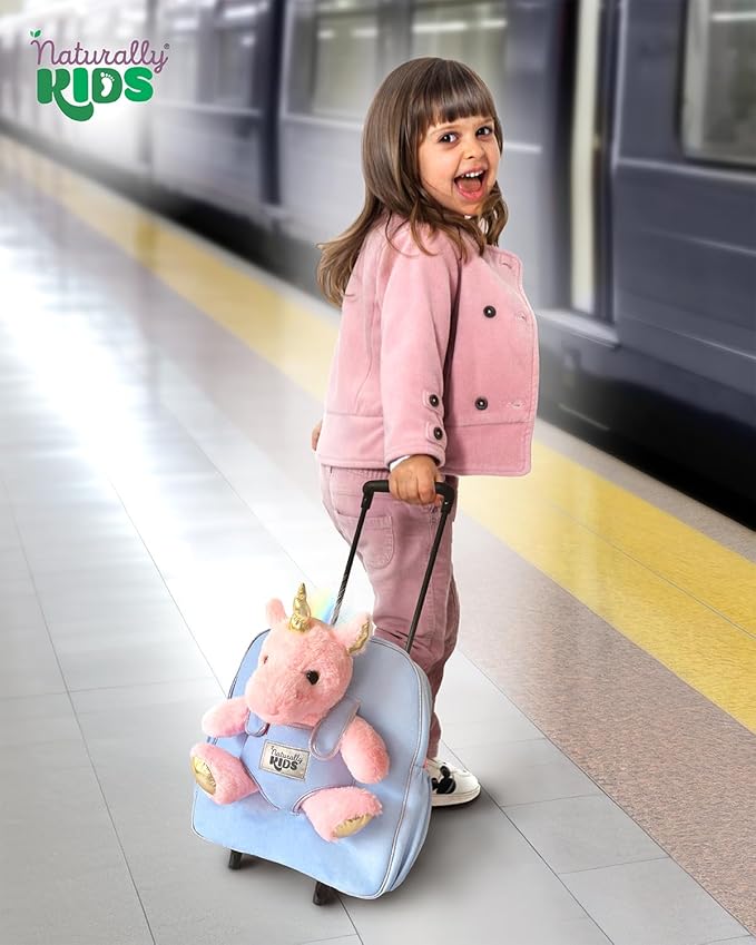 Toddler Luggage for Girls w Unicorn Toys, Kids Rolling Backpack for Girls, Toddler Suitcase, Gifts for 3 4 5 6 Year Old